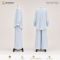 Ensemble coordonné en lin mélangé pour femmes, chemise à manches longues, pantalon large, tenue d'été légère, fabricant OEM