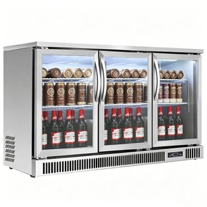 Large Capacity 3 Glass Door Beverage Display Showcase Stainless Steel Single-Temperature Fan Cooling Back <b>Bar</b> Beer Cooler <b>Fridge</b> - Product Image 6