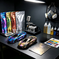 Poudre de pigment nacré effet mica et peinture métallique à changement de couleur, virale sur TikTok, idéale pour les modèles de voitures et les casques