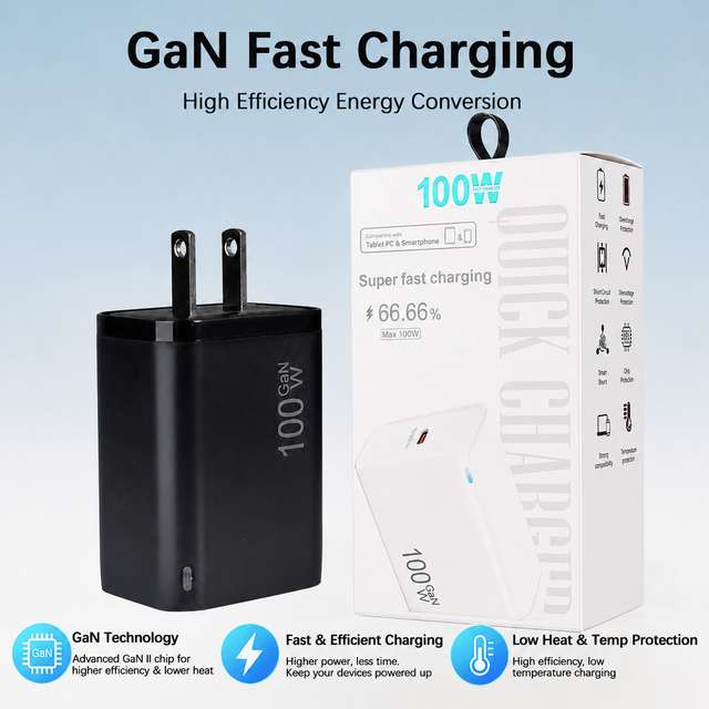 Bulk Charger 100W GaN Type-C Fast Charger PD 3.0 PPS QC4.0 US Plug Fast Charging Adapter for Phones Tablets and Laptops OEM ODM