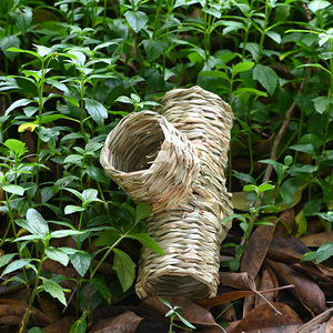 Tunnel pour animaux de compagnie en paille fait main, à trois voies, pour hamsters, cochons d'Inde, oiseaux, respectueux de l'environnement, taille M - Product Image 2
