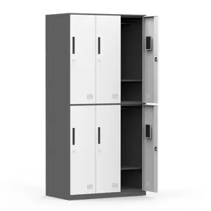 Custom Design Steel Line Furniture Metal Locker Cabinet 6 Doors For Gym Steel Commercial Clothes Storage Locker