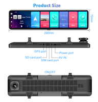 12 pouces 4G Voiture Dvr Dash Cam ADAS Android 8.1 navigateur GPS 1080P Double Lentille rétroviseur De Surveillance Du Stationnement