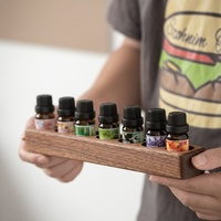Meilleures ventes transfrontalières : Présentoir de rangement en bois massif pour huiles essentielles de noix, de bureau, à compartiments, pour cosmétiques, modèle simple