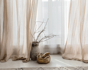 Vente en gros Hôtel Beige lin <span class=keywords><strong>Tulle</strong></span> rideaux rideaux, personnalisé prêt à l'emploi lin transparent Cortinas - Product Image 5