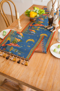 Mùa hè anne's Moon lễ hội giường Á hậu đầy màu sắc Jacquard Sao ánh sáng lạc đà nhịn ăn tua Khăn trải bàn - Product Image 2