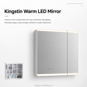 Kingstin Mueble Espejo LED Baño Lujo Personalizable Antivaho Regulable Almacenamiento Ajustable Negro Mate - Product Image 1