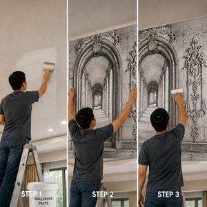 <span class=keywords><strong>Papier</strong></span> <span class=keywords><strong>peint</strong></span> mural personnalisé en toile huilée, motif arche <span class=keywords><strong>baroque</strong></span> en pierre, architecture européenne classique, pour salon et hôtel - Product Image 5