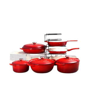 Grande batterie de cuisine moderne à usages multiples Pot à fond plat en <span class=keywords><strong>fonte</strong></span> <span class=keywords><strong>émaillée</strong></span> avec design rayé pour les fruits de mer Steak Milk Stew - Product Image 3