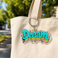 Porte-clés en plastique personnalisable de haute qualité, vente en gros, impression colorée, porte-clés transparent, porte-clés en acrylique avec logo personnalisé