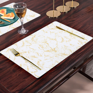 IUIU 45*30cm Set of 6 PVC Stylish Golden <strong>Marble</strong> Felt Kitchen Dining <strong>PlaceMats</strong> - Product Image 1