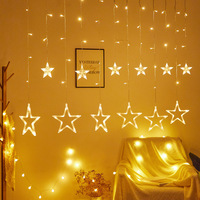 Guirlandes lumineuses LED solaires en forme d'étoiles à cinq branches, en PVC, pour décoration intérieure de fenêtre, décorations de Noël