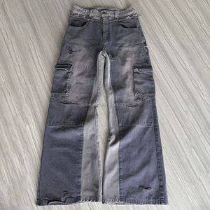 कस्टम जींस निर्माता डबल घुटने उच्च गुणवत्ता वाले बैगी कार्गो पैंटालून फ्लड पुरुषों डेनिम पैंट आपूर्तिकर्ता - Product Image 4