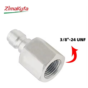 Adaptador de Recarga Rápida de Gas CO2 de Acero Inoxidable Plateado HPA, Rosca UNF de 3/8"-24 para Elaboración Casera de Cerveza, Refrescos y Bebidas - Product Image 2