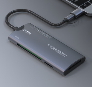 เครื่องอ่านการ์ดสำหรับแล็ปท็อป USB-C อะลูมิเนียมอัลลอย6ชนิดความเร็วสูง USB3.0ตัวอ่านการ์ด <span class=keywords><strong>SD</strong></span> <span class=keywords><strong>XD</strong></span> TF CF <span class=keywords><strong>MS</strong></span> M2การ์ดและการติดตั้งภายนอก - Product Image 3