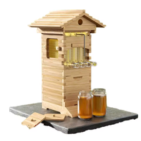 Mini ruche à miel auto-fluideur Flowing Bee Hive avec kit de démarrage 4 pièces et kit complet de ruche à 6 cadres avec conception de miel auto-fluideur