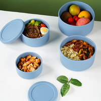 Boîte de rangement alimentaire empilable 350-1500 ml, compatible micro-ondes, réutilisable, avec couvercle, pour le travail, le camping, les voyages, boîte à lunch ronde en silicone