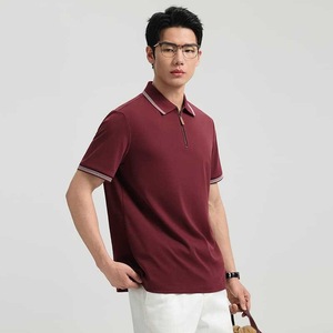 Polo de Algodón Piqué para Hombre, 210g, Verano, Casual de Negocios, Manga Corta, Cuello Camisero, Color Ámbar, Marrón, Borgoña, Champán, Blanco, Azul Rey - Product Image 5