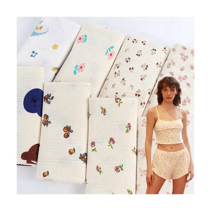 Boran Textile 100% algodón orgánico Jersey Knit Rib Knit Floral Digital Print Jacquard tejido de punto para camisa