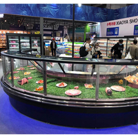 Réfrigérateur de comptoir commercial à température unique pour charcuterie, refroidissement par air, vitrine droite en verre pour viande fraîche et préparations cuites
