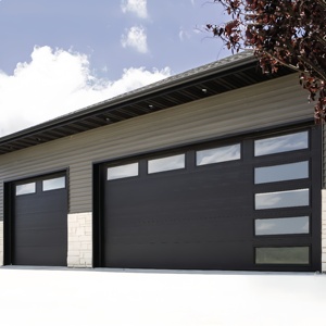 Porte de garage électrique à panneau sectionnel noir en verre dépoli en alliage d'aluminium en gros personnalisée en usine - Product Image 2