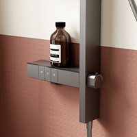 Ensemble de douche mural thermostatique en laiton gris anthracite pour hôtel, avec mitigeur de douche pluie et robinet de douche