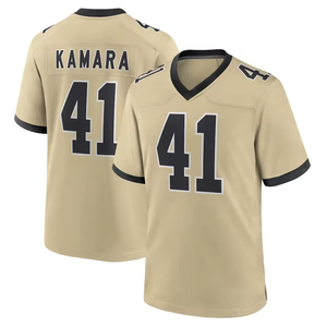 Camiseta de Fútbol Negra y Beige para Hombre, Cosida # 7 Hill # 12 Olave # <span class=keywords><strong>41</strong></span> Kamara # 94 <span class=keywords><strong>Jordan</strong></span> # Uniforme Deportivo de Manga Corta para 6 Personas - Product Image 4