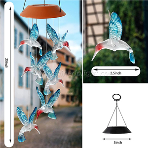 Campanas de Viento Solares con Forma de Colibrí, Luz Móvil Solar que Cambia de Color, Decoración para Exteriores, Regalos - Product Image 5