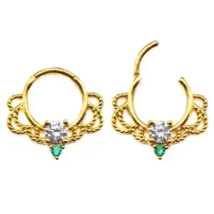 تصميم جديد مجوهرات ثقب الجسم 8: 10 بسيطة مطلية بالذهب عيار 18 قيراط للنساء خاتم أنف متعدد الزركون