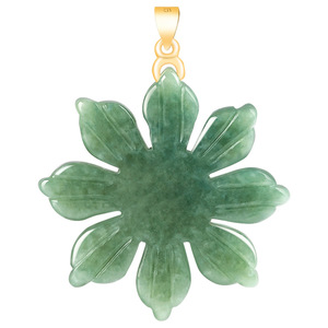 <span class=keywords><strong>Ciondolo</strong></span> in Giada Naturale Filippina con <span class=keywords><strong>Sole</strong></span>, Intarsio in <span class=keywords><strong>Argento</strong></span> S925, Accessorio Femminile a Forma di Girasole, con Certificato di Valutazione D366 - Product Image 1