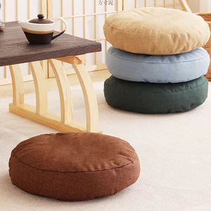 Round Linen Floor Cushion <b>Medium</b> Firmness Single Color Nordic Style For Balcony Tatami Mat Seat Pad - Product Image 1