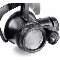 10X 15X 20X 25X Headband Magnifier Double Eyes Glass Jeweler Loupe with 2 LED Lights 8 Replaceable Lens for Jeweler Watch Repair