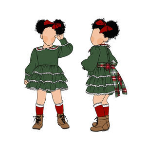 Vintage Boutique Polyester Lange Mouwen Melkproteïne Vezel Kindermeisjes Rok Baby Kerst Geruite Kantjurk Met Strik - Product Image 2