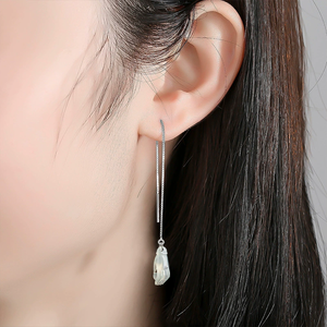 Pendientes de Jade Natural Genuino Grado A - Plata S925 con Jade Tipo Hielo Suave para Mujeres a la Moda - Product Image 4