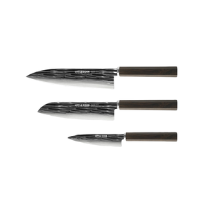 Set di 3 Coltelli da Cucina Giapponesi con Manici in Legno di Ebano Africano Ottagonale - Product Image 1