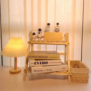 Bicheng Bamboo Double Layer <b>Desktop</b> <b>Shelf</b> 35cm X 35cm Standing Storage Organizer For Desk Bedroom Dormitory - Product Image 4