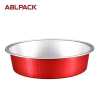 ABLPACK Neue Ideen Einweg Glück verheißende rote Folien box Behälter Lebensmittel verpackung Party Catering Dessert Lebensmittel behälter Backen