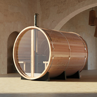 Hachillspa 4-6 Personen Massivholz fass Sauna Panorama Glas Veranda Thermo wood Familie Holz verbrennung Luxus Wärme therapie