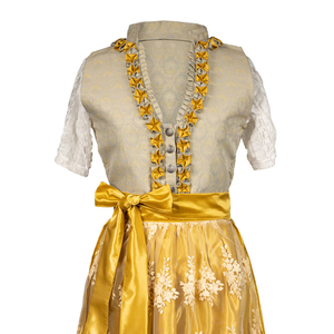 Robe Dirndl Traditionnelle Premium pour Femme, Tenue Folklorique Alpino, Col en V, Manches Courtes, Satin Brodé Floral, Longueur Midi, Coupe Évasée, Style Vintage - Product Image 5