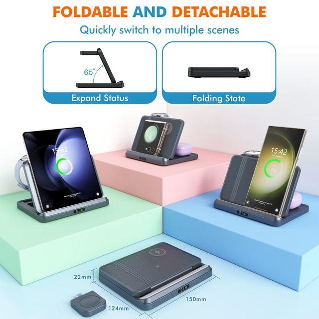 Good Price 3 in 1 Wireless Charger for Samsung Galaxy Z Fold Mobile Phone Earphones & Smart Watches Wireless Charging Station