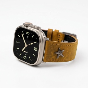 Bracelet de montre en cuir Crazy Horse de style punk vintage Starlight, fait main, compatible avec les montres intelligentes de 44 mm - Product Image 3