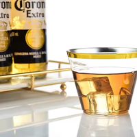 Vasos de Plástico Desechables Transparentes de 10oz con Borde Plateado para Fiestas y Bodas