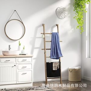 Perchero de madera con forma de escalera de 5 niveles, multiusos, para la sala de estar, con espacio para exhibir mantas y bufandas. - Product Image 3