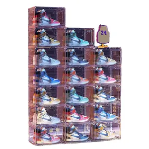 Hot Style Transparent Plastic Sneaker Stacking Shoe Box Front Acrylic Drawer Container Storage Shoe Box