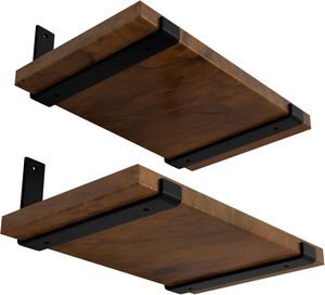 Soportes de estante de acero decorativos industriales DIY en forma de L de alta resistencia Soportes de estante flotante montados en la pared Soportes de fácil instalación - Product Image 1