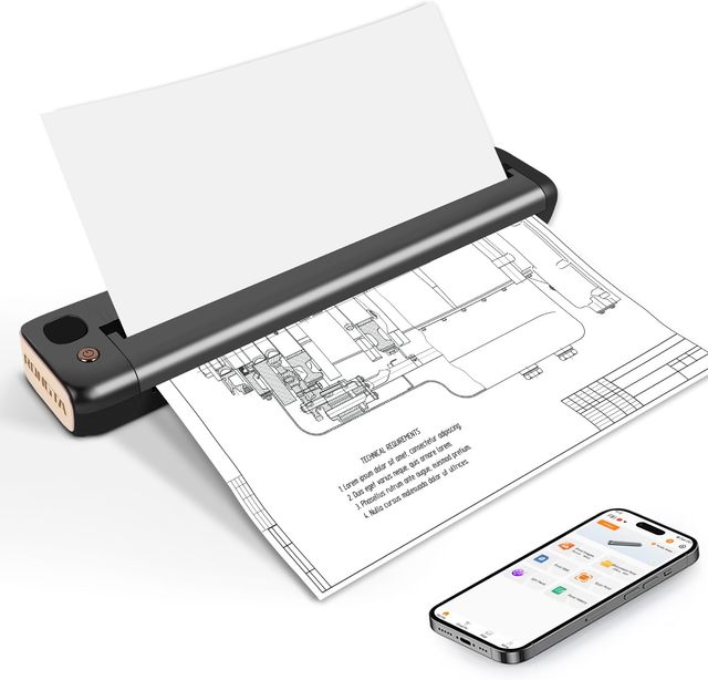 Portable Printer Wireless, Bluetooth & WiFi Printers for Home Use, Small Inkless Thermal Printer for Travel