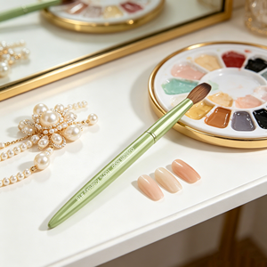 Pincel Profesional para Uñas Acrílicas con Mango Metálico, 100% Pelo de Kolinsky Sable, Redondeado y Rizado, para Salón, Marca Privada - Product Image 2