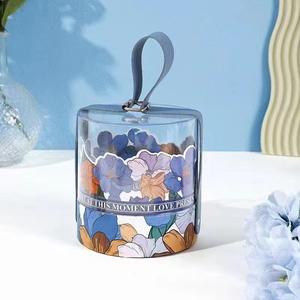 Boîte de cadeau de demoiselle d'honneur ronde en acrylique avec poignée en cuir PU femmes pochette emballage boîte-cadeau de fleur de Rose pour anniversaire de mariage - Product Image 5