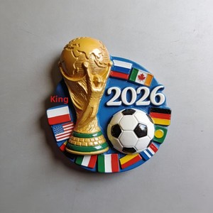 2026 pour la collection de fans de souvenirs, ornements en résine synthétique de forme géométrique, décorations, autocollants de réfrigérateur, football - Product Image 4