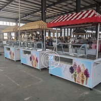 Chariot mobile commercial pour crème glacée et gelato avec roues, chariot de vente de gelato mobile pour la vente de desserts en extérieur